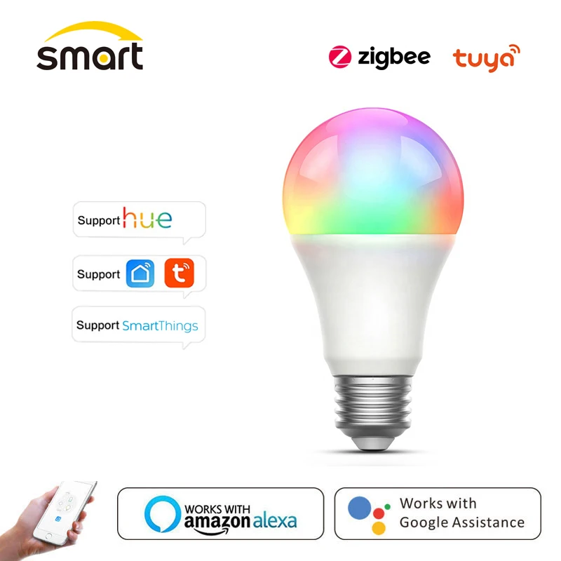 

Tuya Zigbee Smart Home LED Bulb Light Lamp 10W E27 RGBCW Dimmable For Philips Hue Smart Life Alexa Google Assistant Smartthings