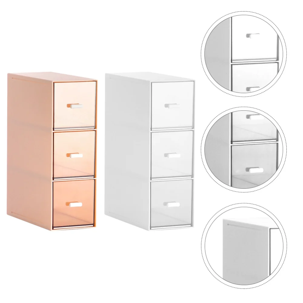 

2Pcs Storage Box Multilayer Desktop Storage Case Drawer Type Makeup Container