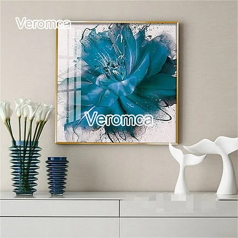 

2021 New Blue Flower Diamond Painting 5D Diy Cross Stitch Kit Living Room Full Square Drill Diamond Embroidery Wall Decor