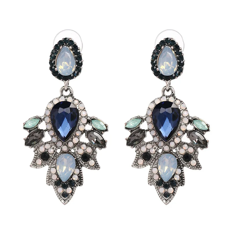 Luxurious ethnic women earrings with Rhinestone jewelry alloy earring glas accessories | Украшения и аксессуары