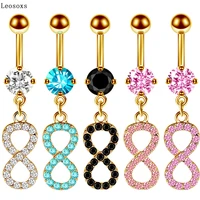 leosoxs 1 pcs hot sale number eight belly button ring stainless steel belly button nail umbilical button body piercing jewelry