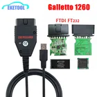 Программатор ЭБУ Galletto 1260 FTDI FT232RQ RL EOBD, чтение и запись, автомобильный ЭБУ, мигалка, работает для нескольких автомобилей, Диагностика OBDII, многоязычный