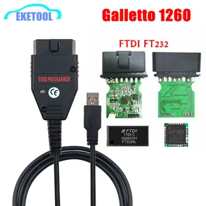 Программатор ЭБУ Galletto 1260 FTDI FT232RQ RL EOBD, чтение и запись, автомобильный ЭБУ, мигалка, работает для нескольких автомобилей, Диагностика OBDII, многоязычный