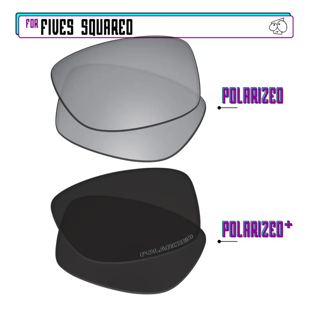 EZReplace Polarized Replacement Lenses for - Oakley Fives Squared Sunglasses - Blk P Plus-SirP Plus