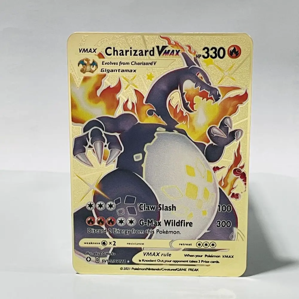La &uacute;ltima etiqueta de juego de Pok&eacute;mon Vmax Gx, tarjeta de Metal brillante, drag&oacute;n que respira fuego, equipo de batalla A La Carta, serie, juguetes para ni&ntilde;os-3