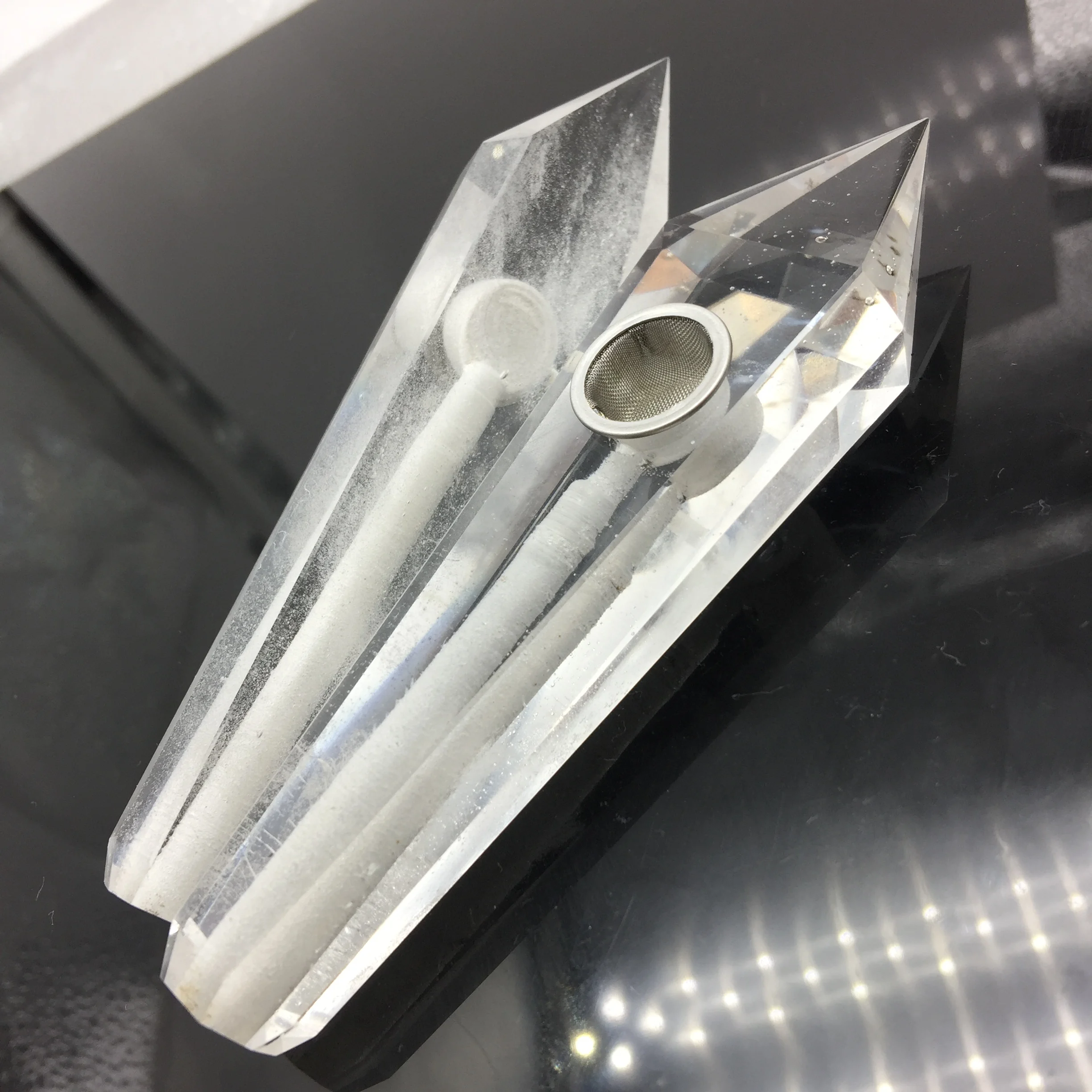 Natural Quartz Crystal Tobacco Pipe - Healing Smelting Stone Smoking Pipe - 1 Piece image 4