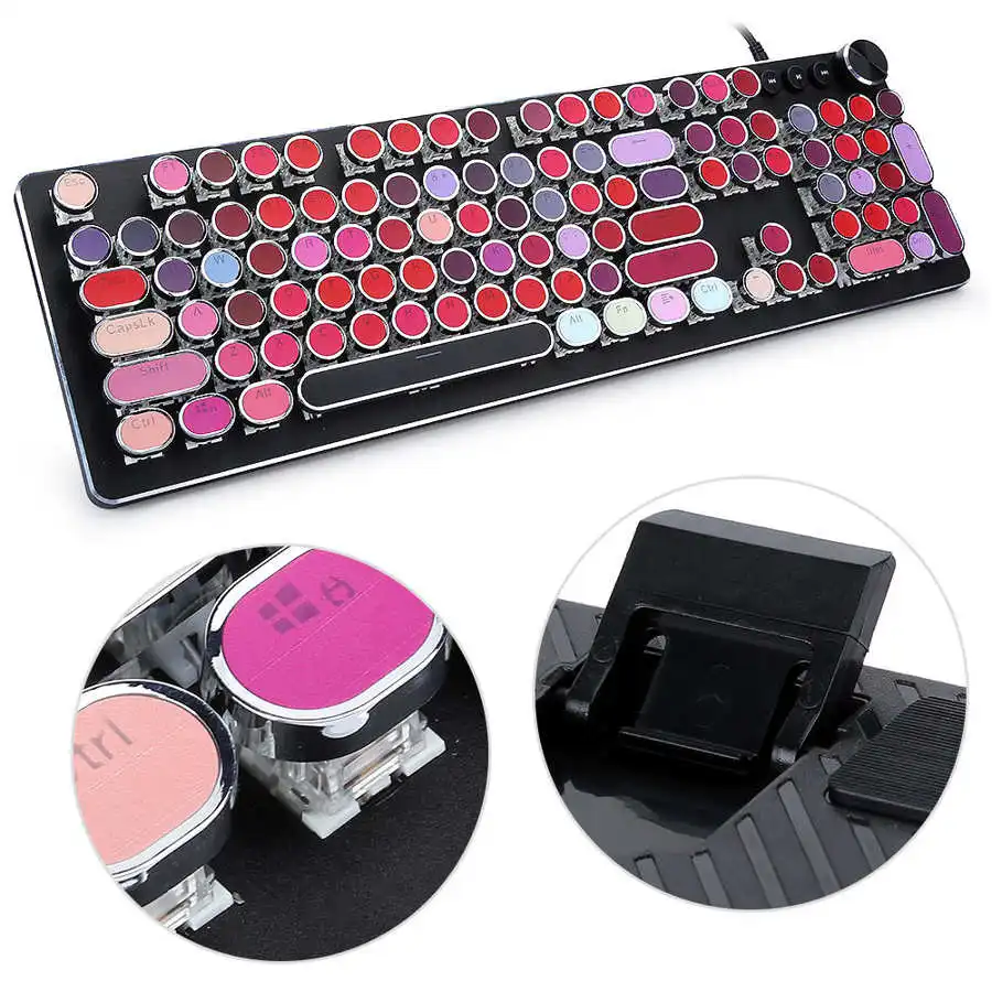 Помада клавиатура Проводная белый Подсветка Винтаж 108 ключей горячая Распродажа