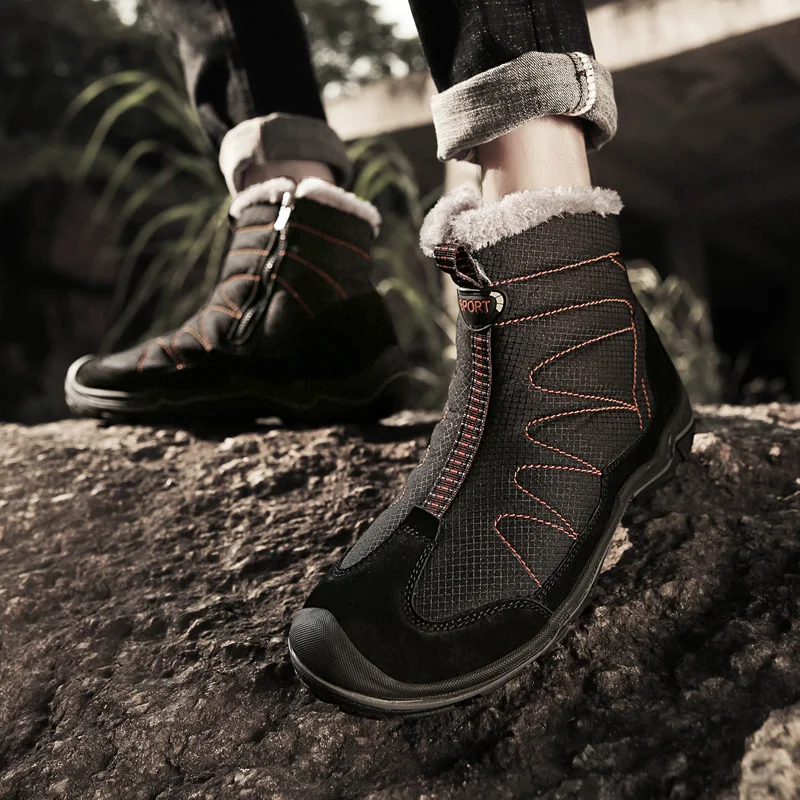 Очень теплые мужские ботинки качественные зимние замшевые кожаные меховые