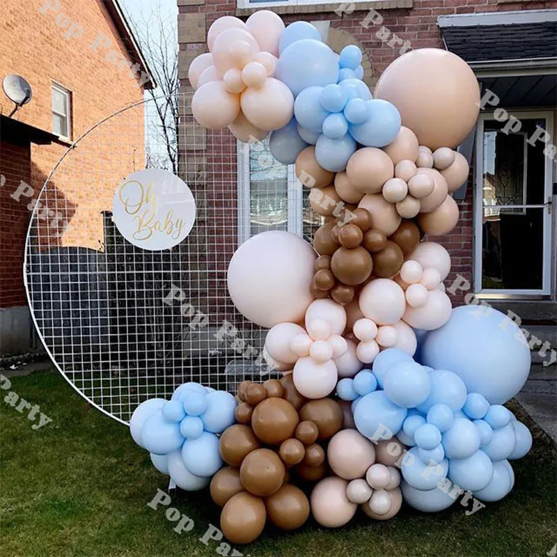 

Воздушный шар голубой, для мальчиков, бежевый, абрикосовый, арка, 163 шт. в комплекте, воздушные шары-гирлянды