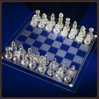 international chess portable set tournament glass crystal chess set high quality queen decor brettspiel entertainment games