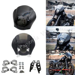Club Style Quarter Fairing w/Mount Bracket 42mm-49mm Fork Headlight Fairing Cowl Mask for Harley Dyna Street Bob Sportster XS XL
