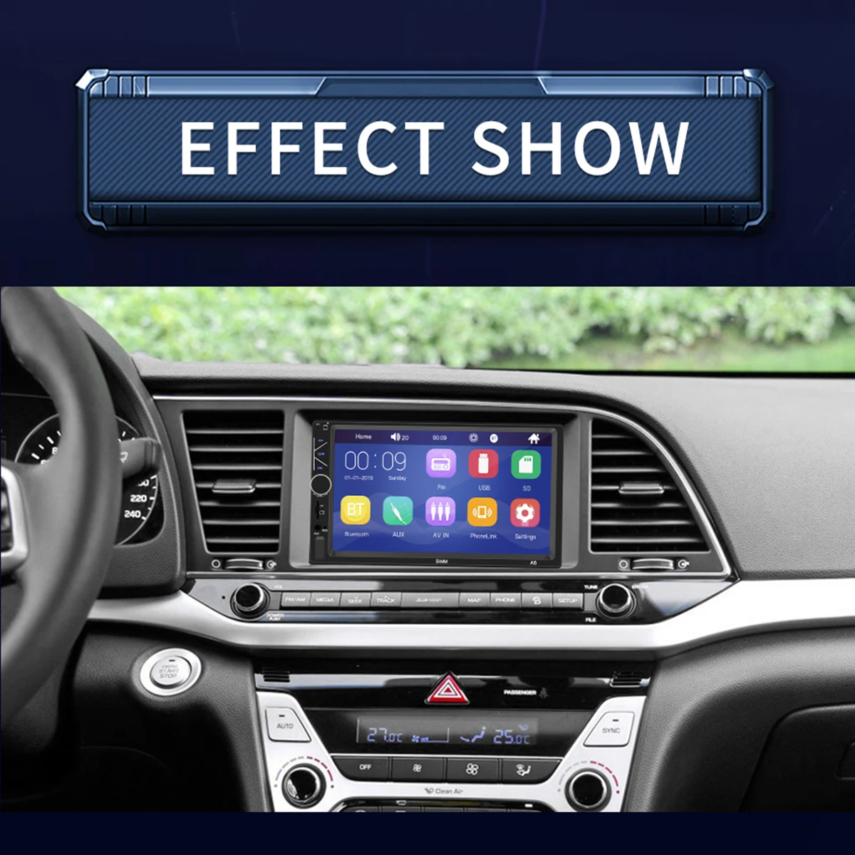 2 Din автомагнитола 7 дюймов полное нажатие Зеркало Ссылка автомобильный стерео