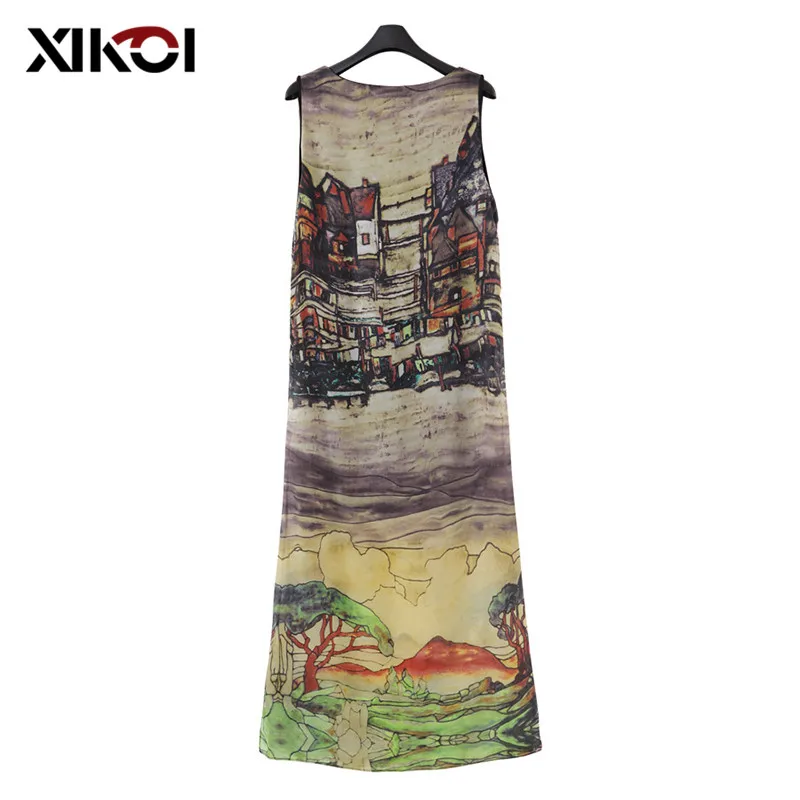 Платье-туника летнее женское без рукавов в пол | Женская одежда