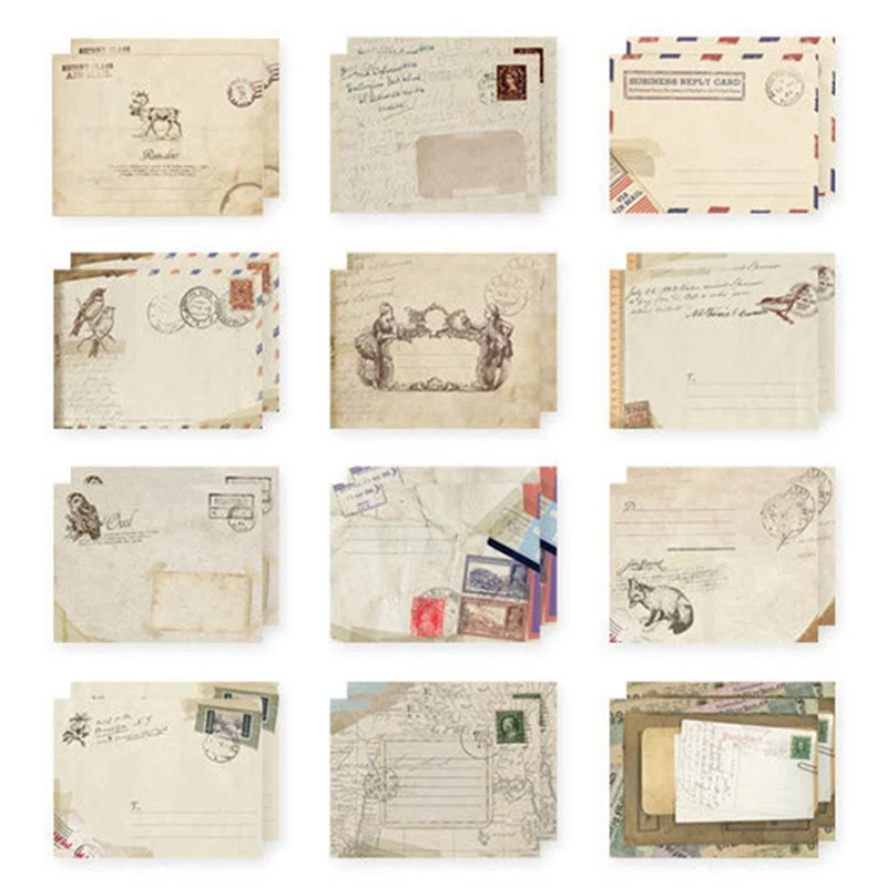 

12pcs/set Vintage Small Mini Paper Window Envelopes Wedding Invitation Envelope Gift Envelope Color Envelope Decorative Envelope