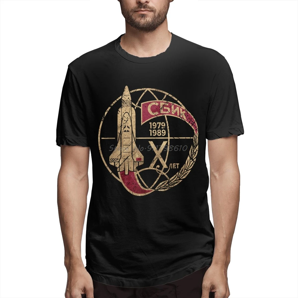 CCCP Space Shuttle T Shirt Plus Size O-neck Cotton Short Sleeve Men Tees Streetwear Harajuku | Мужская одежда