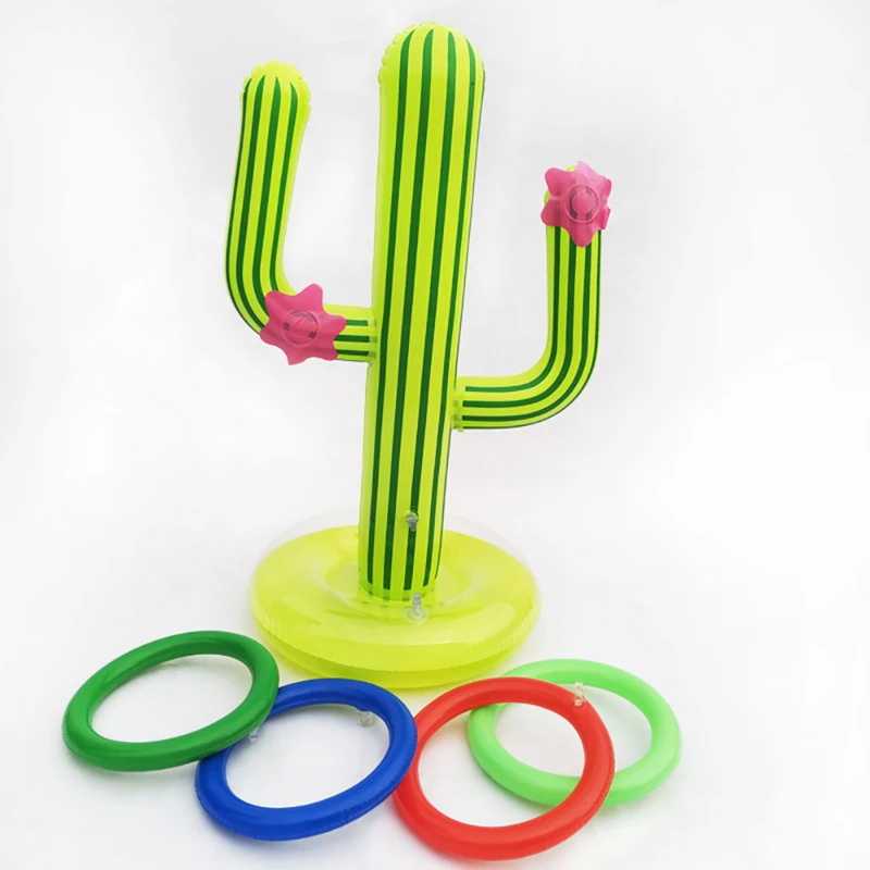 

Cactus Swimming Pool Ring Toss Games Inflatable Pool Toys With 4 Ring Summer Family Outdoor Party Game