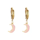 Цветные серьги-кольца из нержавеющей стали, серьги-подвески в виде Луны, эмалированные серьги в виде Луны из эпоксидной смолы, Подвесные серьги для женщин, серьги, ювелирные изделия