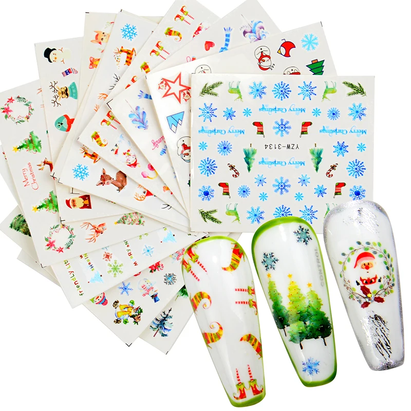 

12 pieces plus tweezers set Water Nail Stickers Cartoon/Animal/flowers/ Hollow Designs Sliders For Nail Decals DIY Manicure deco