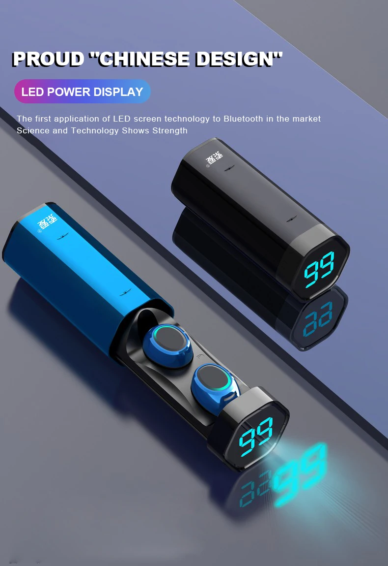SOAIY Bluetooth 5,0 в уши Светодиодный дисплей питания бинауральные HD вызов истинные беспроводные наушники Водонепроницаемая гарнитура 6D стерео гарнитура