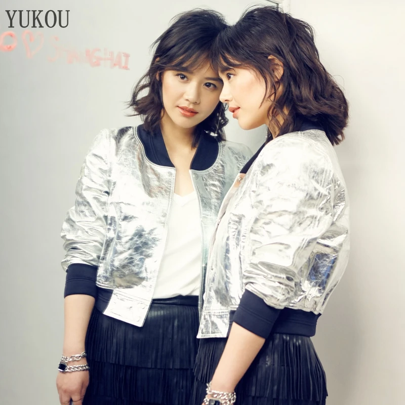 

Woman Coats 100% 2020 Autumn Winter Fashion Silvery Sheepskin Leather Jackets Round Collar Overcoat