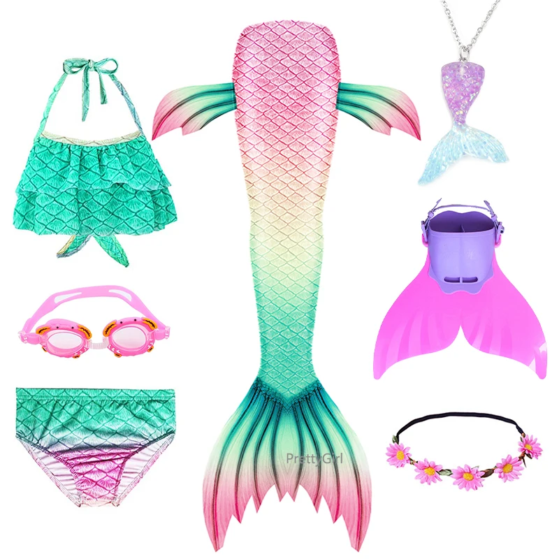 Детский купальный костюм русалочка с хвостом и бикини|Костюмы для девочек| |