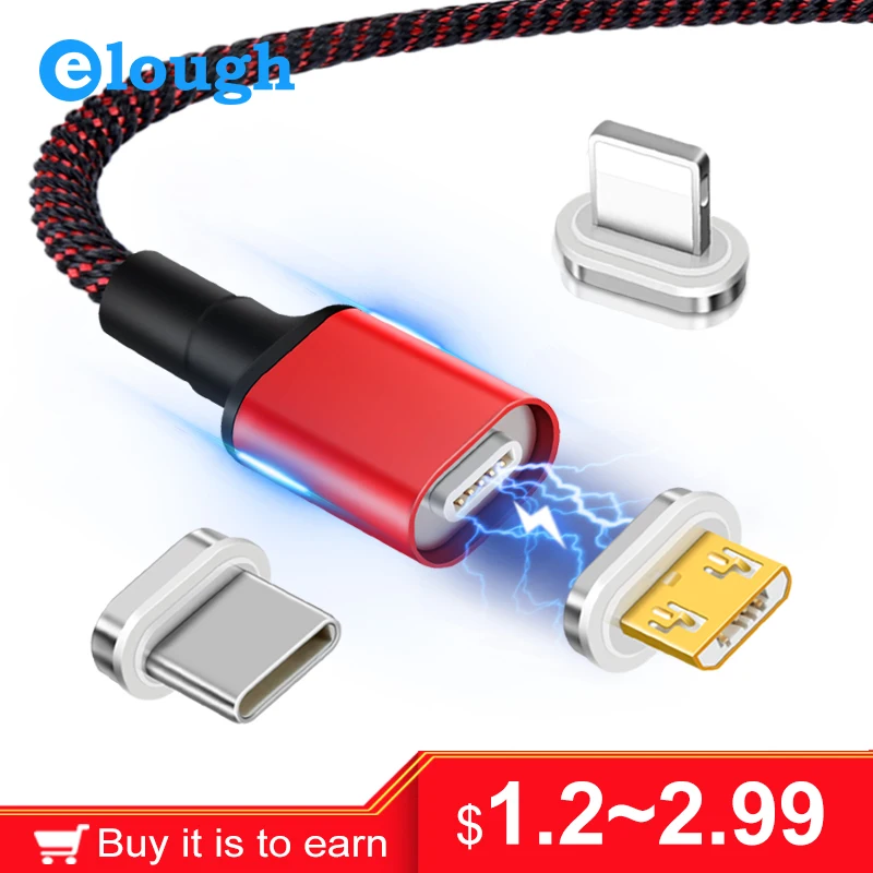 Elough Магнитный зарядный кабель usb зарядка айфона xr x для USB типа C микро шнур зарядки