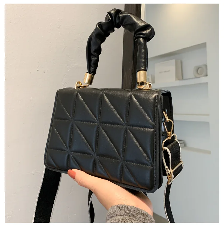 

Fashion Quilting Women Handbag Brands Designer Lingge Crossbody Bags for Women 2021 High Quality Wide Strap Shoulder Bag Lady