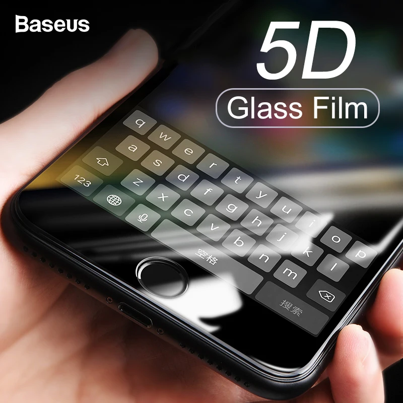 Защитная пленка для экрана Baseus 5D из закаленного стекла для iPhone 8, 7 Plus, полное покрытие, защитная пленка из закаленного стекла для iPhone 8 plus, 7plus