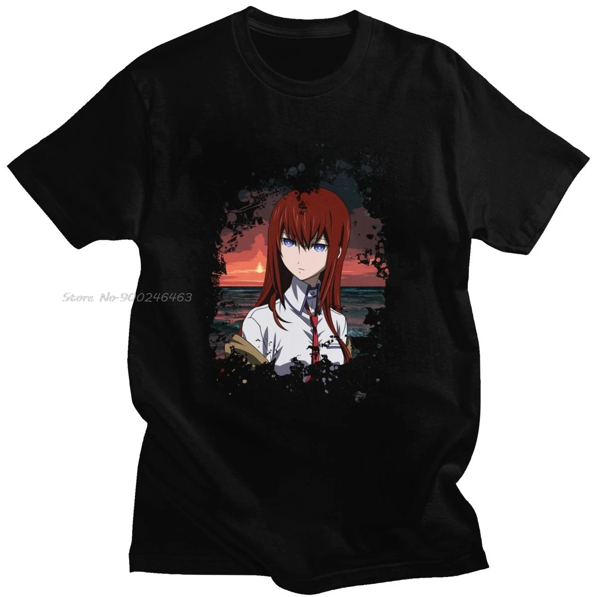 Футболка Kawaii Kurisu Makise Мужская футболка из чистого хлопка с круглым вырезом и