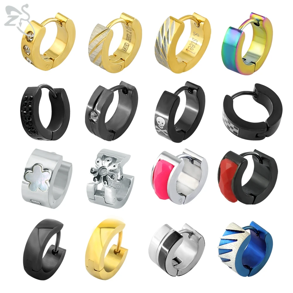 Женские Разноцветные серьги кольца ZS круглые с кристаллами в стиле панк