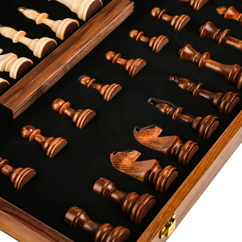 

Chess Set Top Grade Wooden Folding Big Traditional Classic Handwork Solid Wood Pieces Walnut Chessboard ChildrenGift Board Games