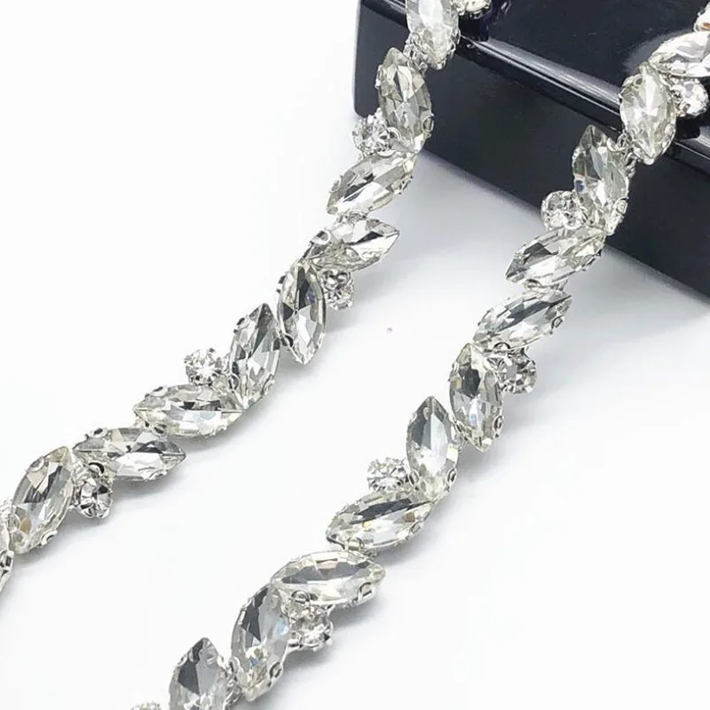 

10Yards Wedding Diamante Banding Rhinestone Chain Trimming Resin Crystal Trim for Wedding Sash Belt