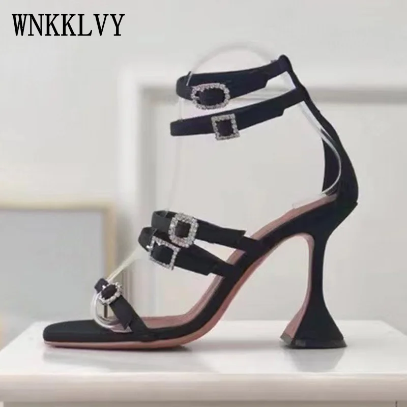 

Сандалии женские на высоком каблуке, туфли-гладиаторы с узким ремешком и пряжкой, украшение для вечевечерние, 2021