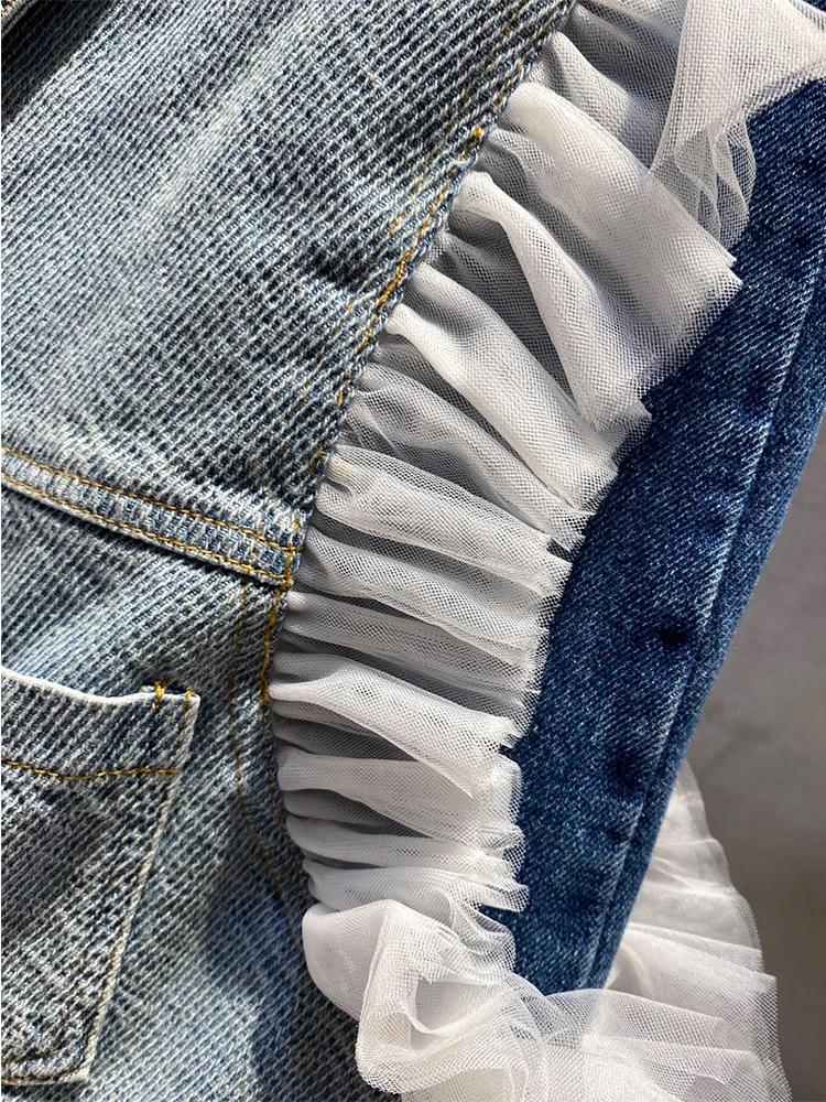 

colors, Heavy craftsmanship, contrasting printing, ruffles, summer denim, pleats, skirts, 2021New ladies summer, fashion, skirts