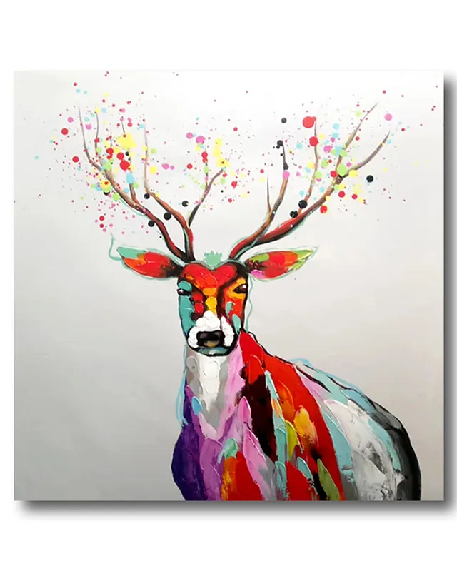

Ручная роспись маслом на холсте мультфильм милый олень Современный домашний декор абстрактная Настенная картина для гостиной детский пода...