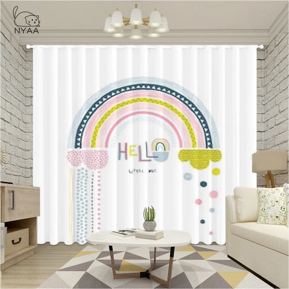 Шторы с мультяшными радужными облаками для детей оконные занавески дома кафе