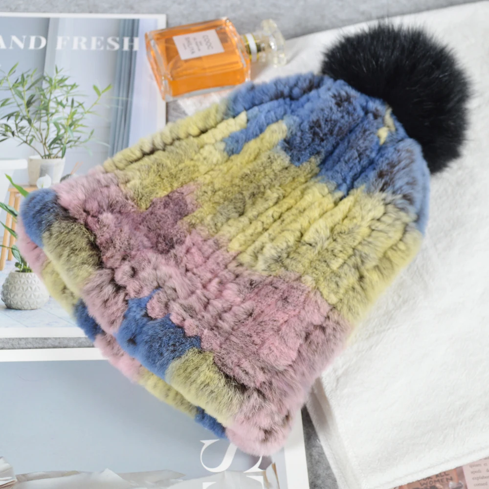 2020 Зимний Русский натуральный шапка из меха кролика Рекс женские на резинке