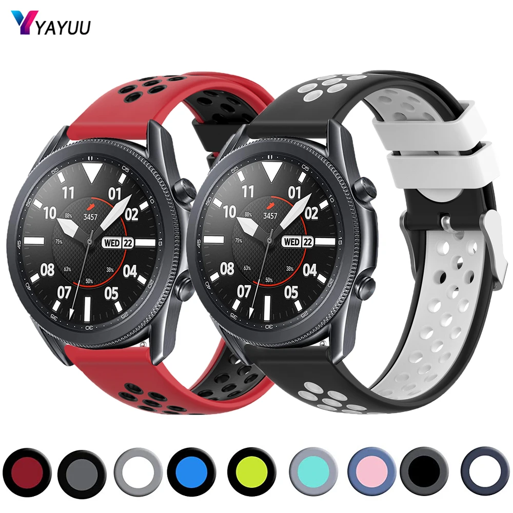 

YAYUU 20 мм 22 мм ремешок для часов для Samsung Galaxy Watch 3 41 мм 45 мм/Active 2 40 мм 44 мм/Gear S3 классический силиконовый дышащий ремешок