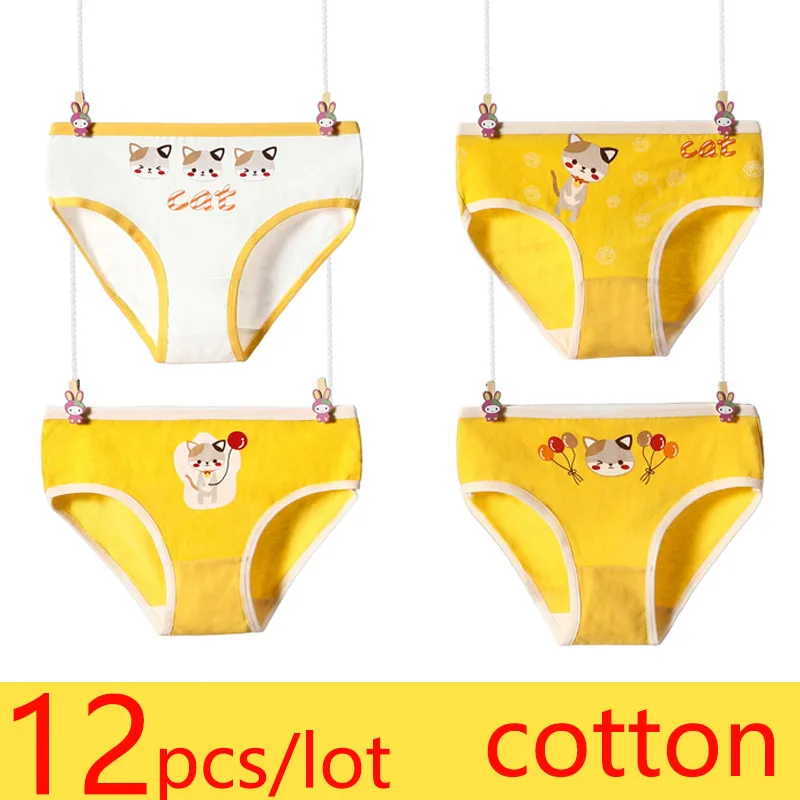 

12 Pieces/lot Design Children's Girls Panties Cotton Soft Pretty Cartoon Child Underwear for Girls Kids Boxer Panties Breathable
