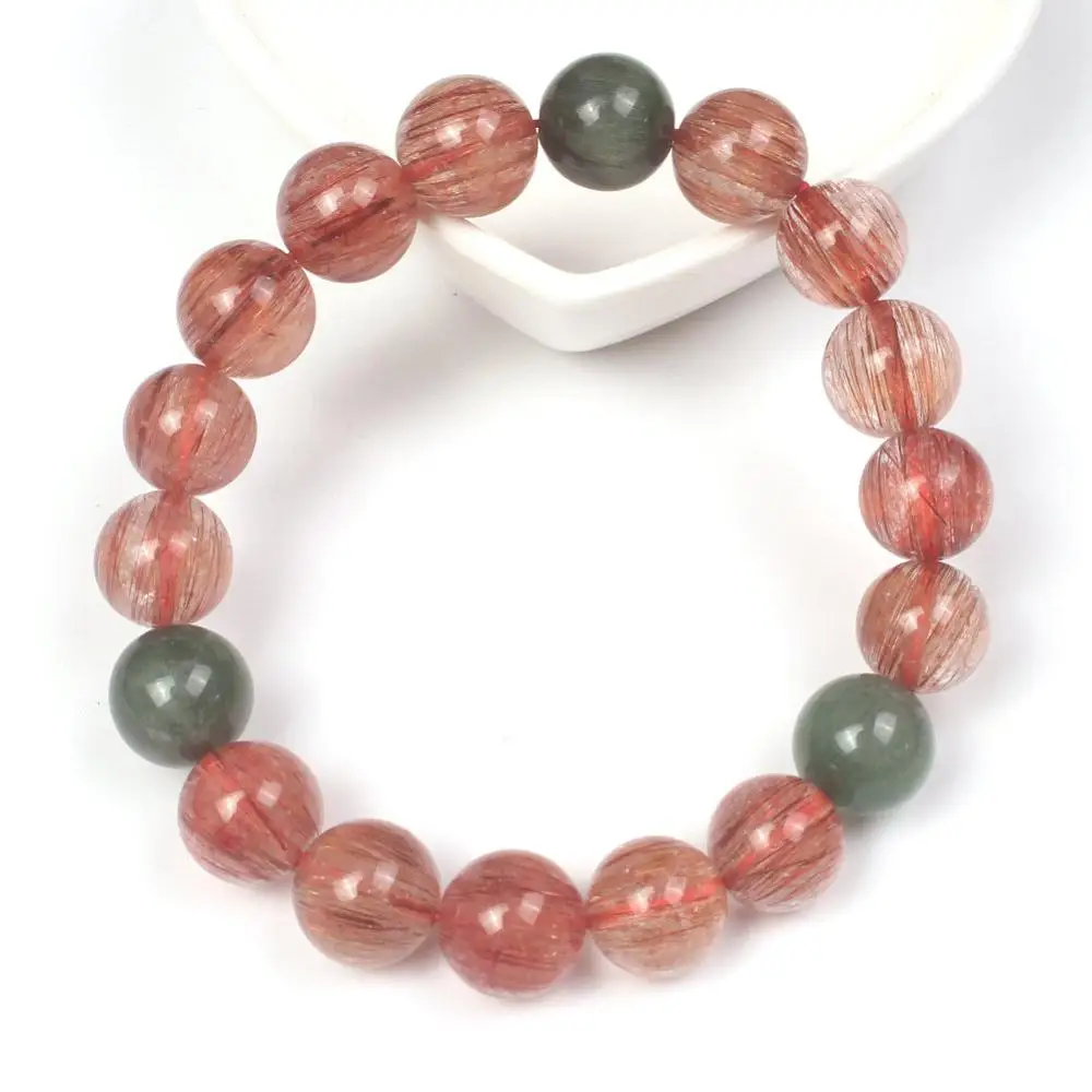 Новый модный красный рутилированный кварцевый браслет с натуральными камнями