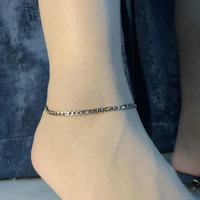 minimalist link chain anklet for women unisex stainless steel curb link irregular leg chain bracelet summer beach foot jewelry