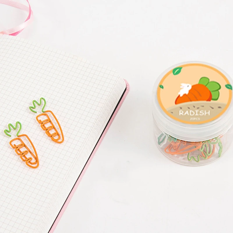 

20Pcs Carrot Shape Paper Clips Novelty Funny Bookmark Paper Clips Memo Office School Stationery Gift