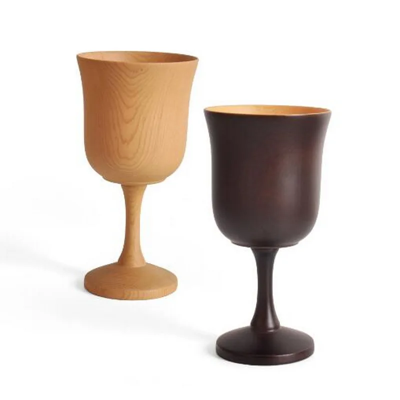 

Japanese Style Classic Hemlock Wood Color Tall Red Wine And Spirit Glass