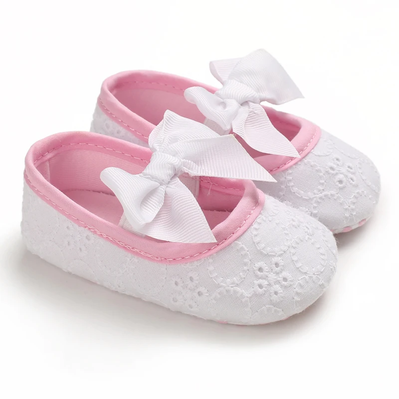

Baby Girls First Walkers Toddler Princess Shoes Breathable Flat Soft Summer Comfortable Canvas Shoes with Bow SHL106