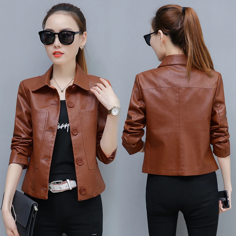 

Women's Leather Jacket 2020 New Spring And Autumn Fashion Short PU Leather Coat Women's Motorcycle Clothing Leisure Coat Female