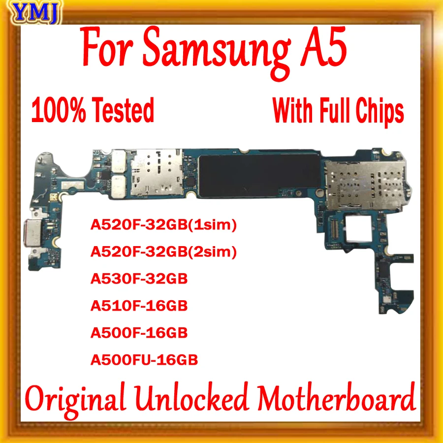 With Full chips for Samsung Galaxy A5 A520F A510F A530F A500FU Motherboard,No ID Account logic board Free Shipping tested good