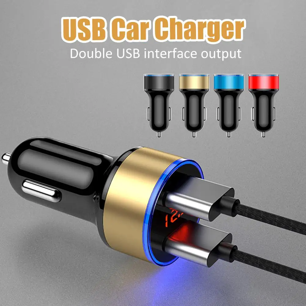 Автомобильное зарядное устройство с двумя портами USB Цифровое красным
