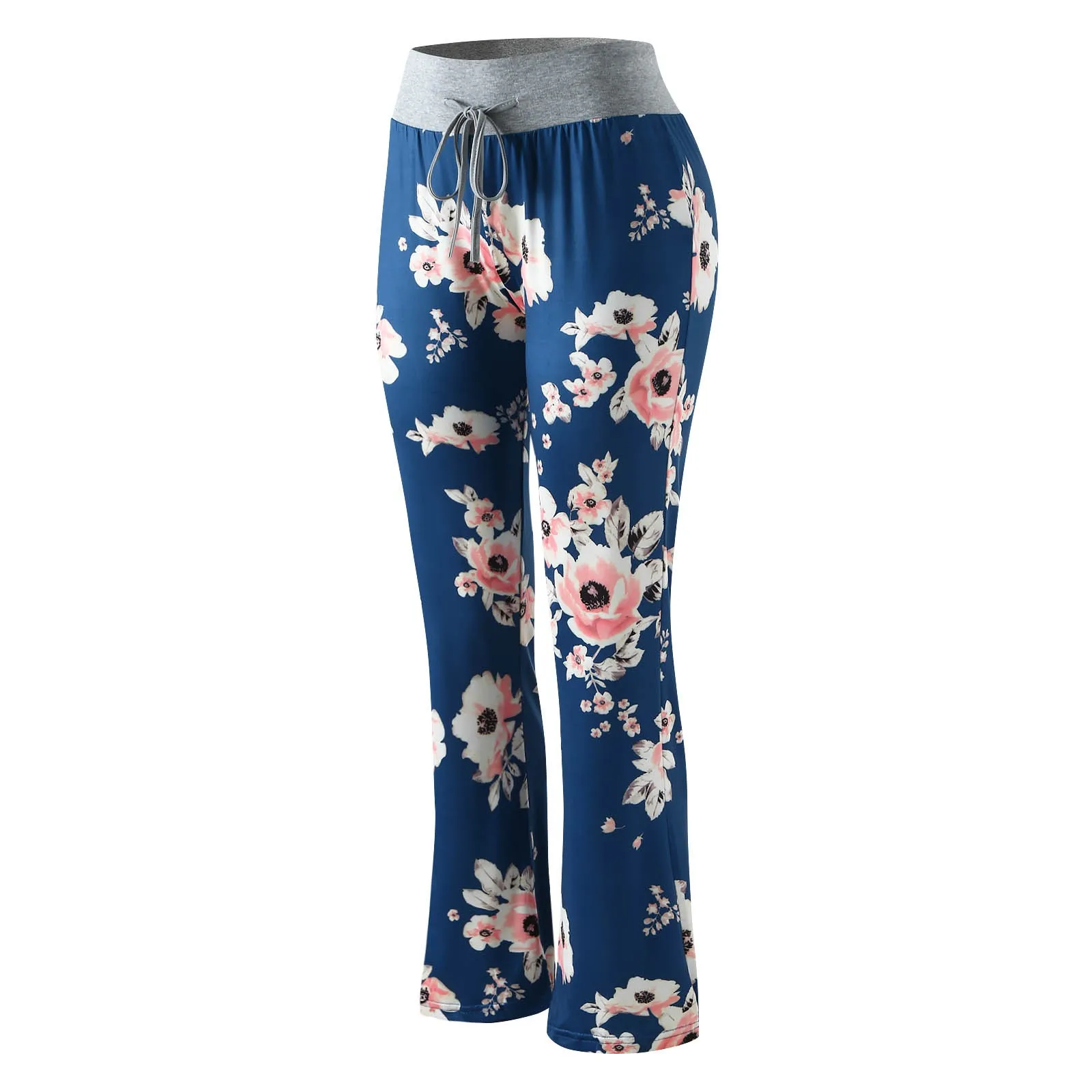 

2021 pants ladies casual print lace stretch beach pants wide leg pants retro girls all-match men and women streetwear