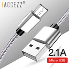 ! ACCEZZ нейлоновый Micro USB кабель, быстрое зарядное устройство, шнур для передачи данных для samsung Xiaomi Redmi huawei htc планшет Android мобильный телефон провод
