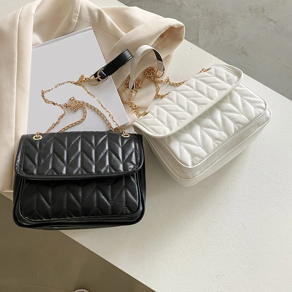 

Fashion Women PU Leather Chain Crossbody Shoulder Bag Ladies Vintage Purse Messenger Bags Pure Color Designer Handbags